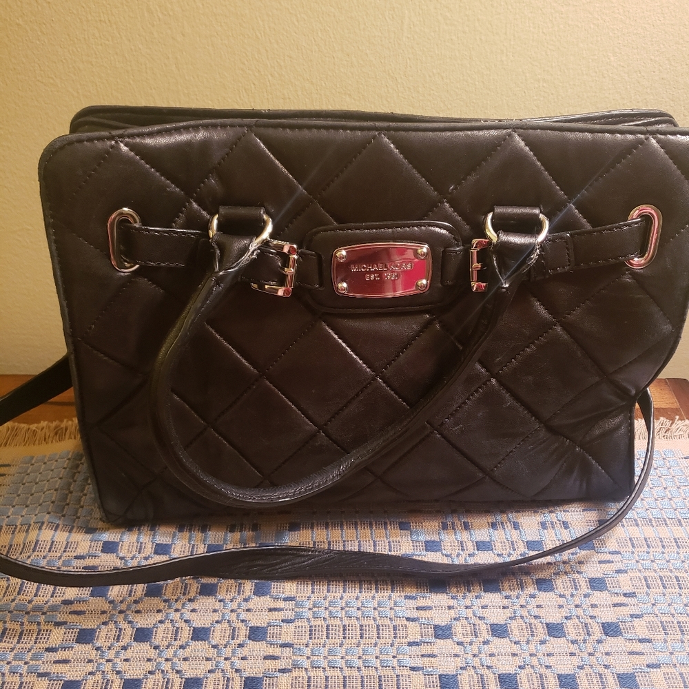 Black leather quilted Michael Kors Purse